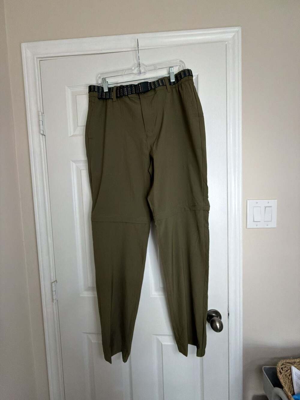 Gerry Mens Convertible Commuter Pants Relaxed Fit Green Belted Outdoor Hiking